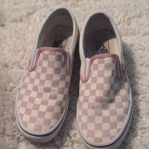 Vans Pink Checkered Slip Ons